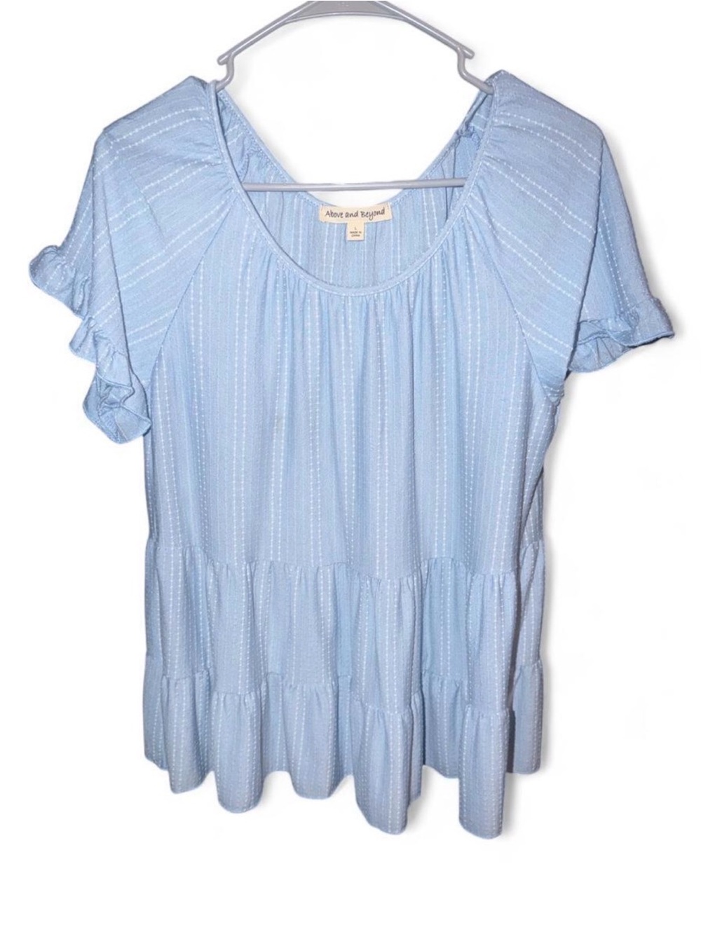 Above and Beyond Light Blue Ruffle Tiered Tunic